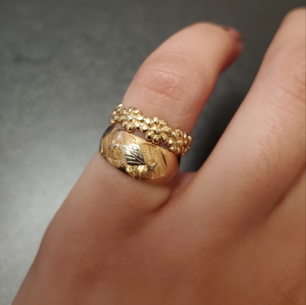 18k solid yellow and white gold pinky ring/band